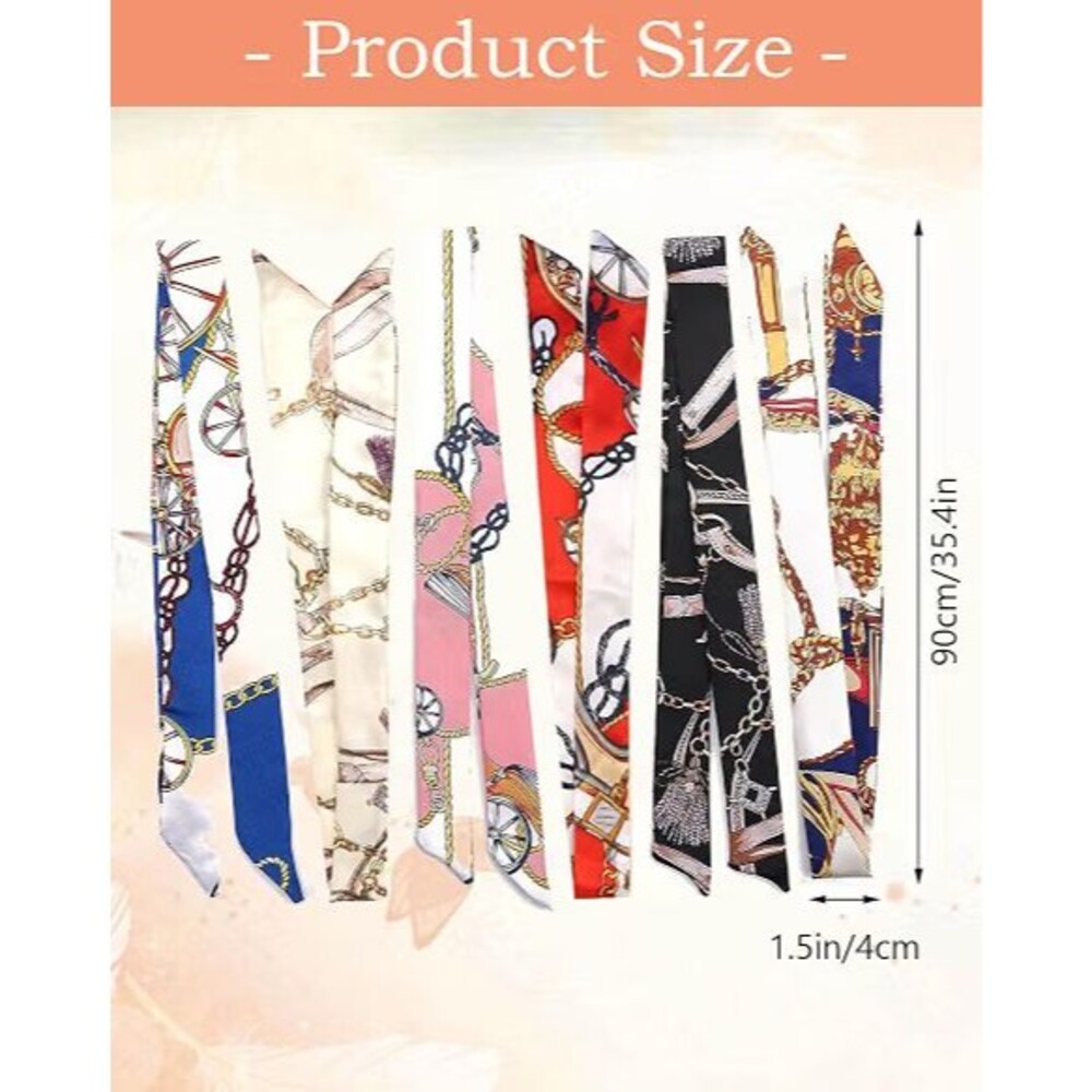 4 Pack Scarf Bags for Women Handbag Scarfs Band Narrow Scarf Hair Neck Scarf
